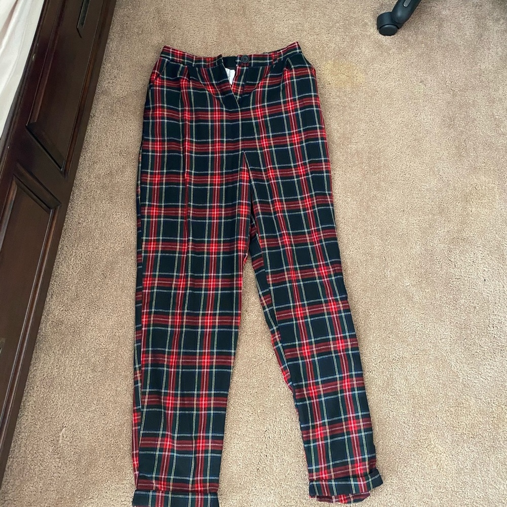 black and red checkered pants
